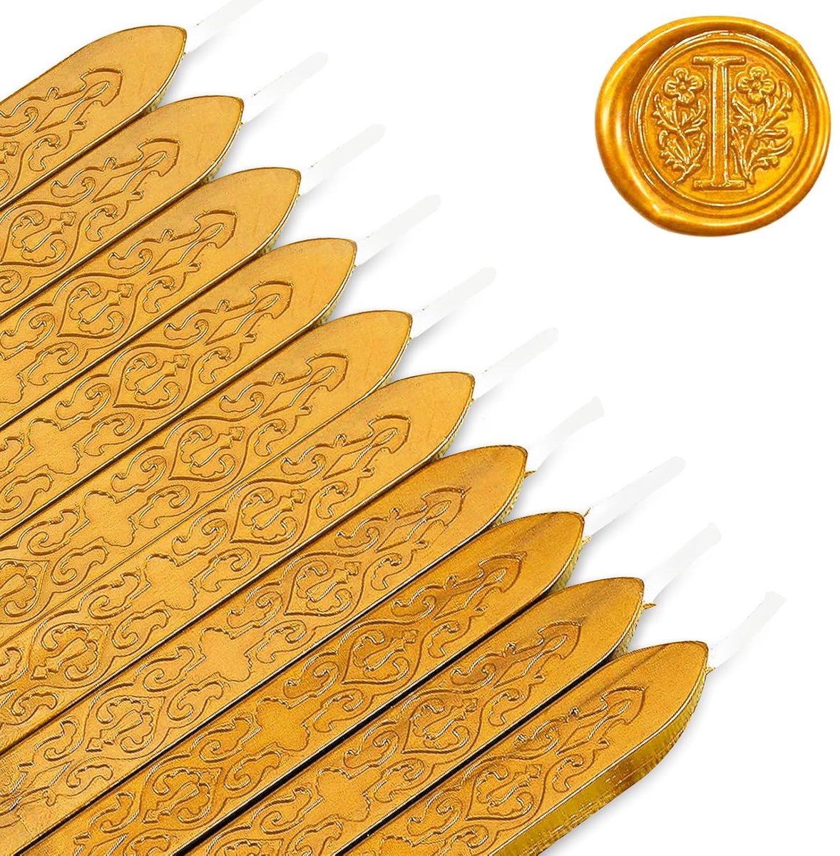10 stuks zegelwas goud met lonten, vintage afdichtingswas, waszegelstok, zegelwas, zegellak goud voor postzegel & waszegelstempel (goud)