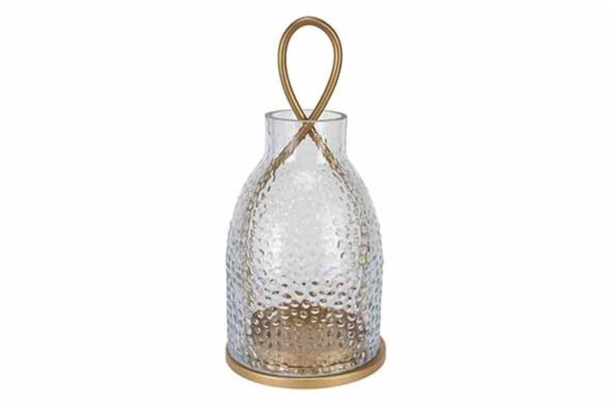 Lantaarn Gold Painting Clear Glass Goud 11,7x11,7xh23,7cm Langwerpig Metaal-gla
