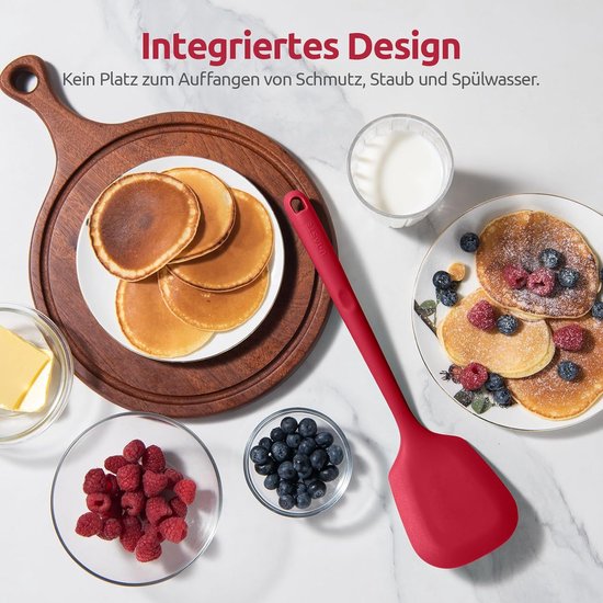 Extra Lange Siliconen Spatel met Stevig (Rood) - 315 ℃ Hittebestendige Keuken Spatel van Voedselkwaliteit,Naadloos anti Aanbak Rubber Kookgerei voor Frituren Pannenkoeken vis — afbeelding 5
