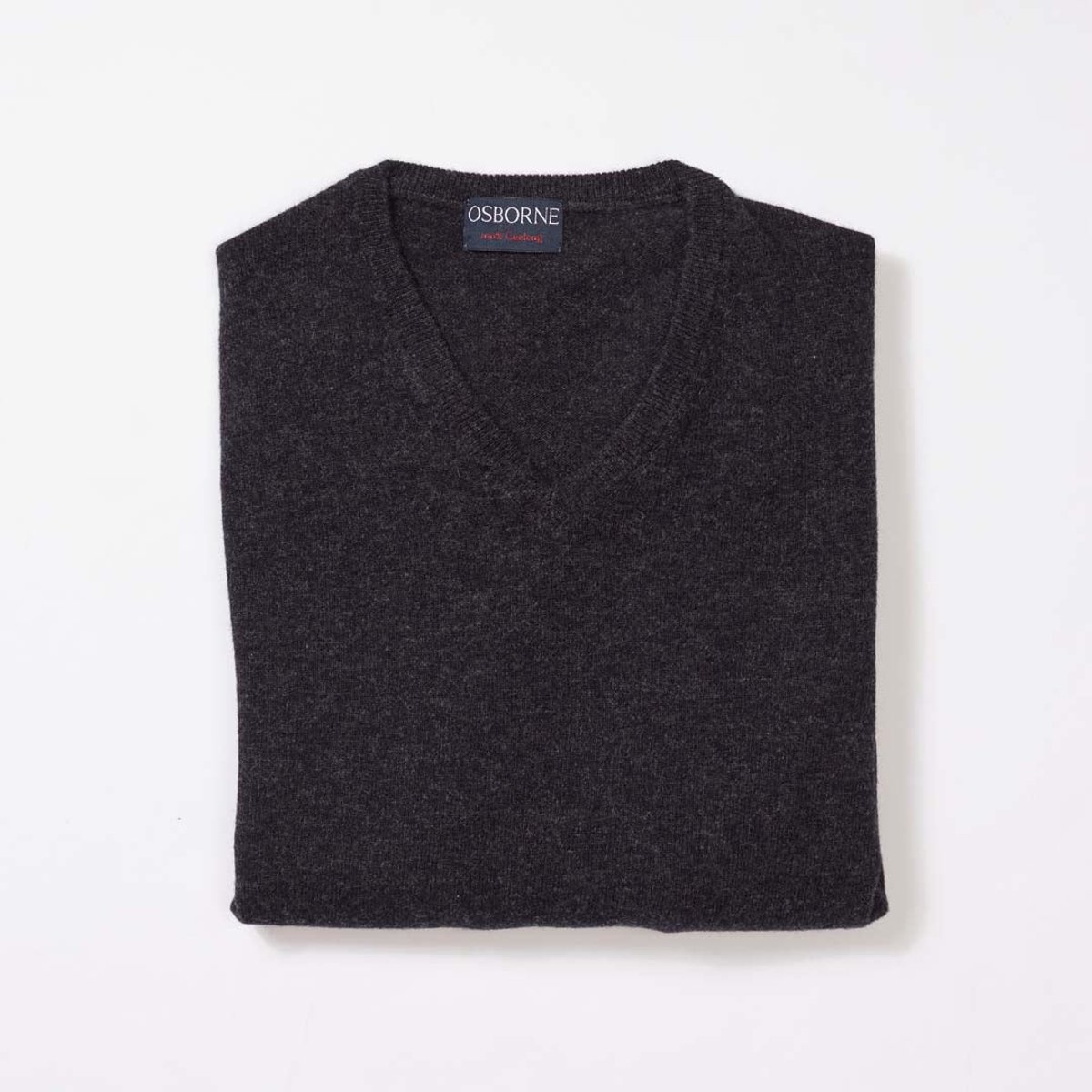 Osborne Knitwear Trui met V hals - Geelong wol - Charcoal - L