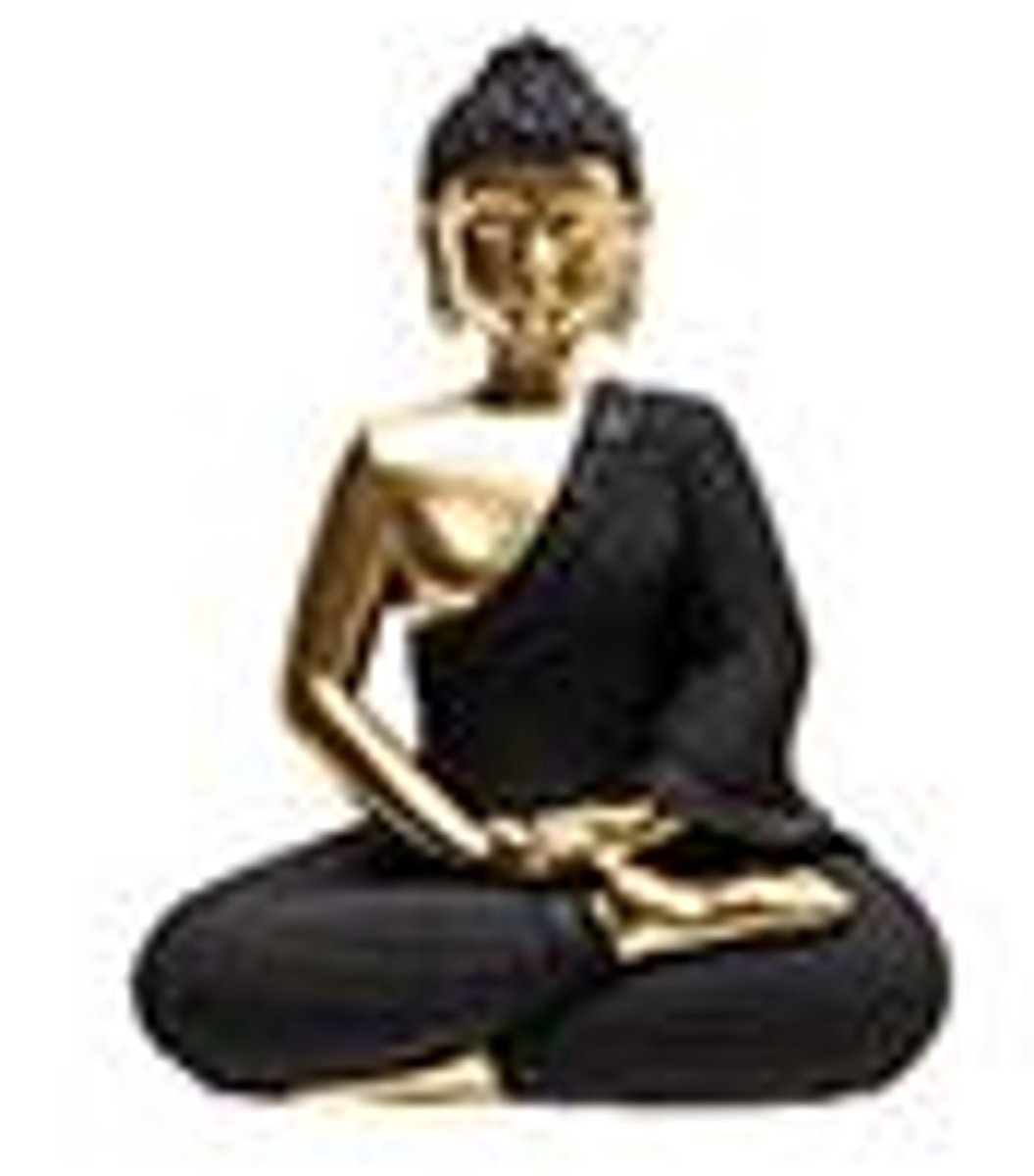 Beeld Buddha Brass Zwart 23,5x12xh28cm A Ndere Polyresin