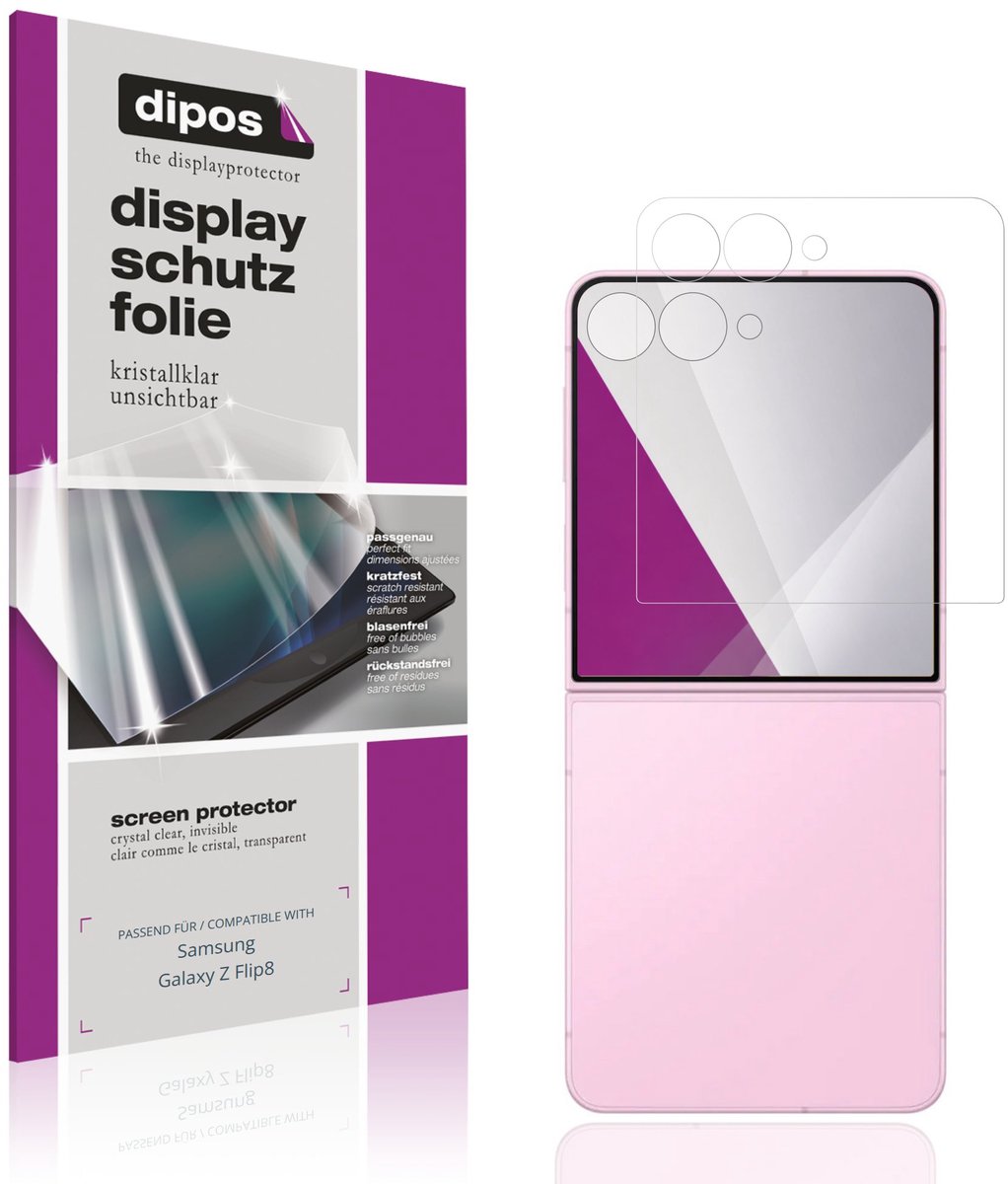 dipos – 4x Beschermfolie geschikt voor Samsung Galaxy Z Flip8 Buitenkant | Krasbestendige & heldere Screenprotector Ultra-Thin