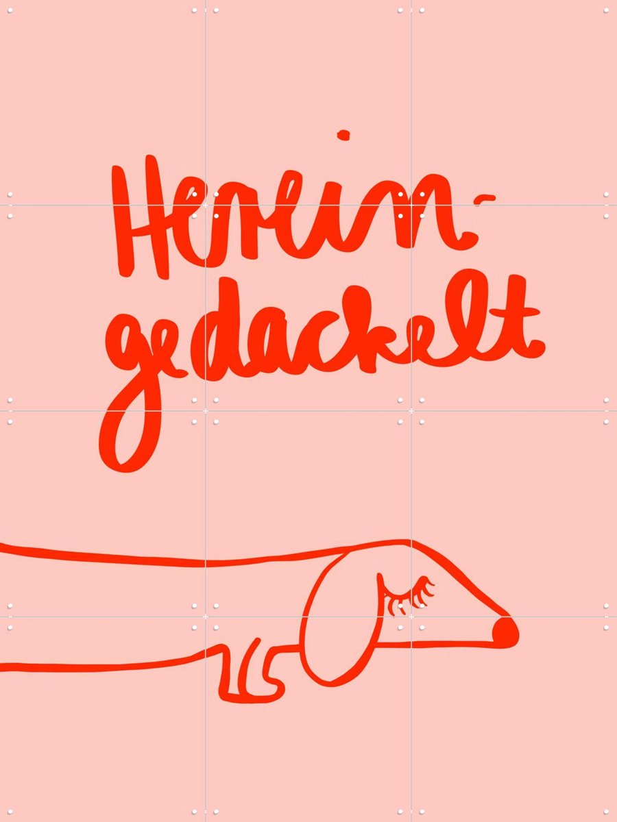 IXXI Hereingedackelt, Hej.Ibiza - 60 x 80 cm - Gratis ophangtool - Grote wanddecoratie en posters - Line art, Cartoonesk, Typografie, Illustraties
