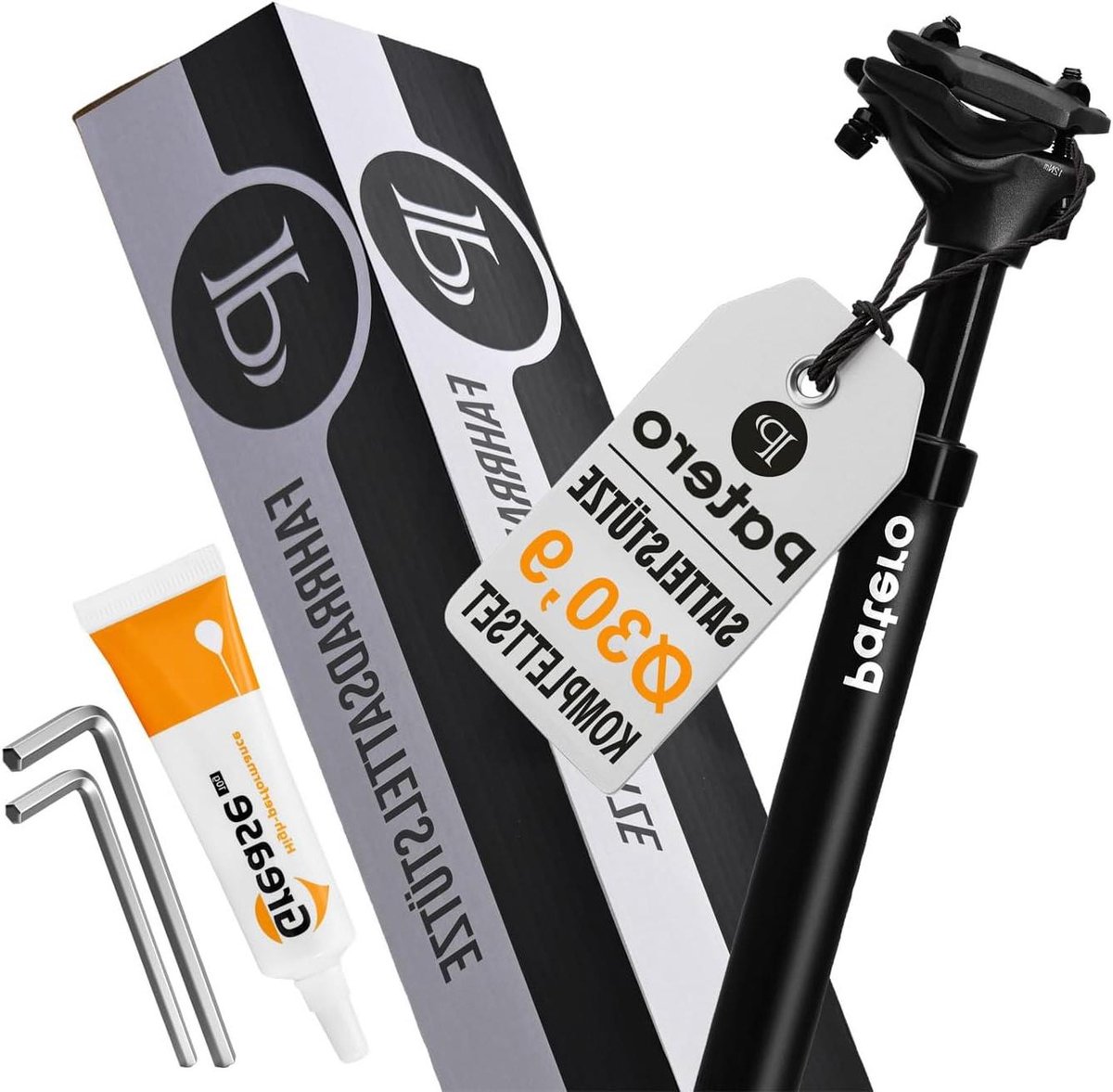 Geveerde Zadelpen - Comfort Zadel - Fietscomfort Verhoging - Traploos Instelbaar - 309 mm Diameter - Zwart