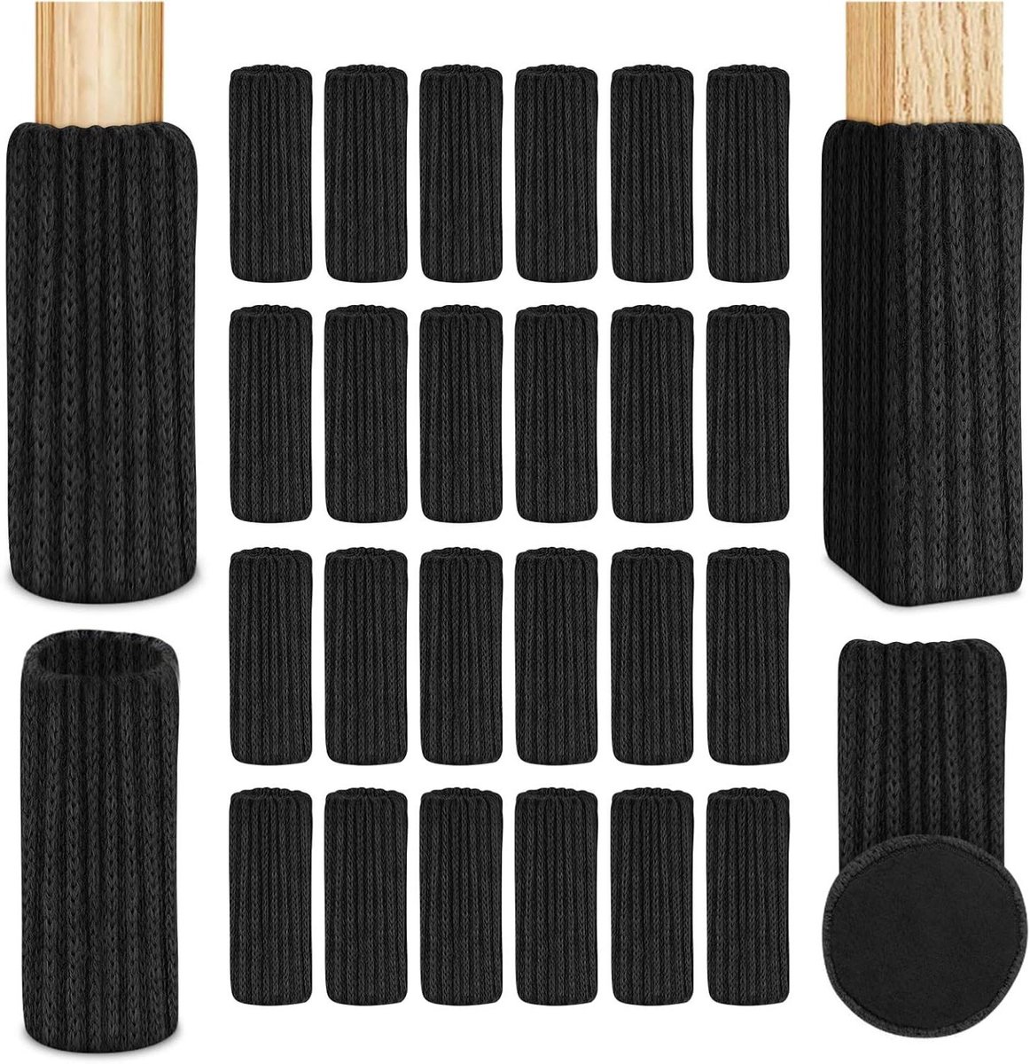 Stoelsokken - Meubelbeschermers - Vloeren Beschermen - Geluiddempend - 24 Stuks - Zwart