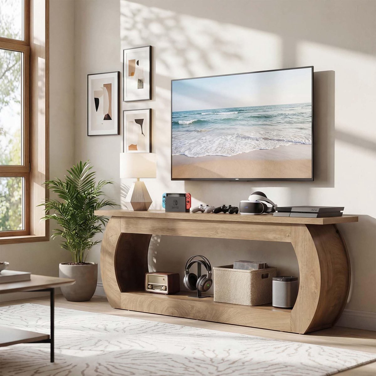 LITTLE TREE TV-meubel 165 cm - Landelijke Stijl - Houten Met Opbergruimte - Lichtbruin- TV-kast voor Binnen