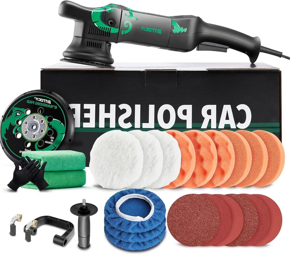 Orbitale Polijstmachine - Excentrische Polijstset - Lak Verzorging - Variabele Snelheid - 21 mm Uitslag - Groen