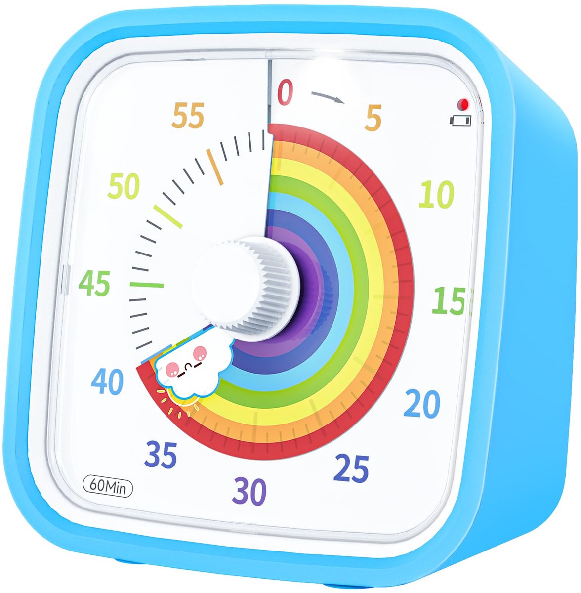 Ryoudavell - Timer - Regenboog Visuele Timer voor Kinderen – 60 Minuten Aftellen - Kookwekker - Timer voor kinderen - Leerklokken - Visuele Timer - Leerklok timer - Mini timer - voor Thuis - Keuken - School - Werk - Blauw
