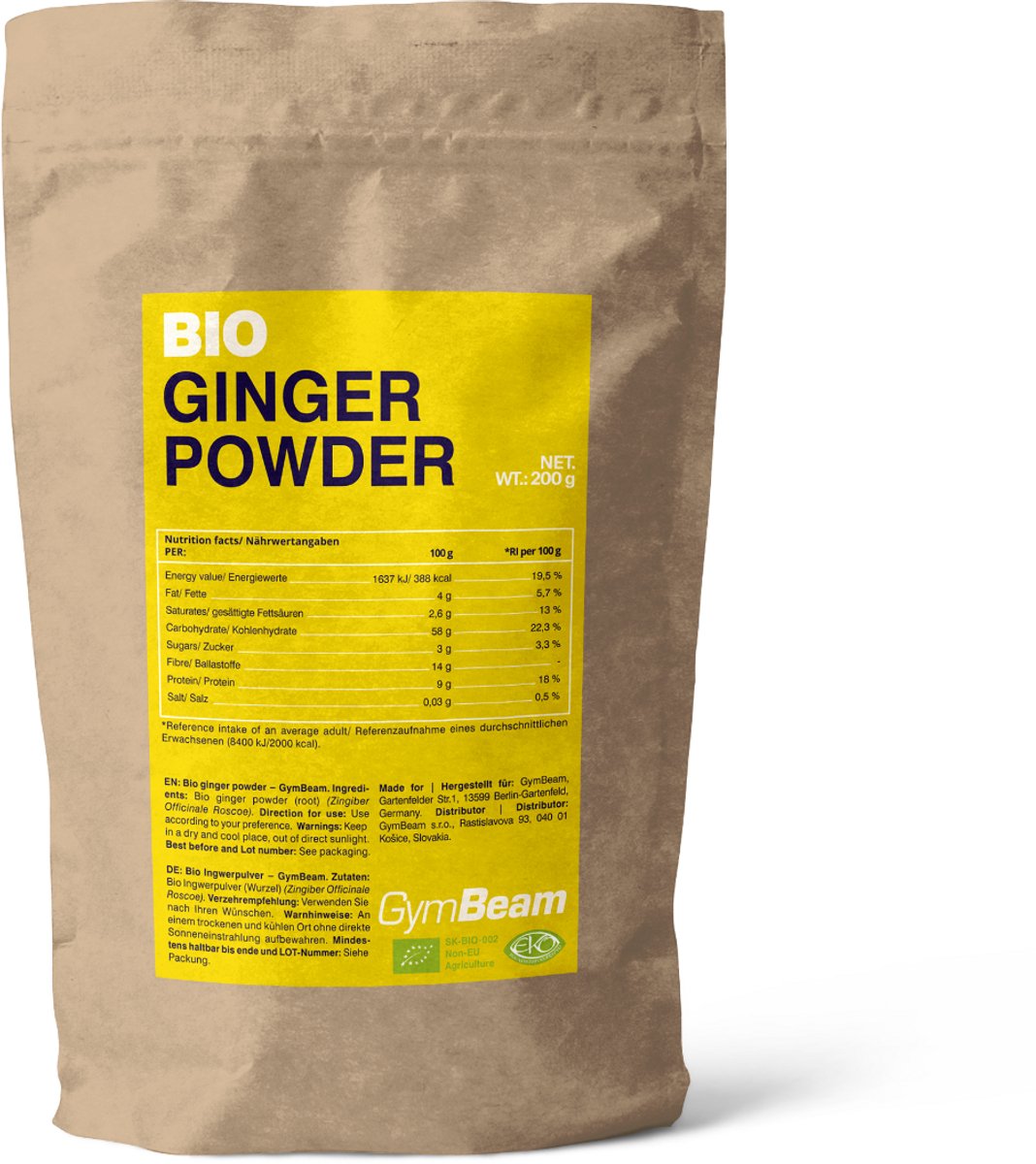 GymBeam BIO Gemberpoeder 200 g