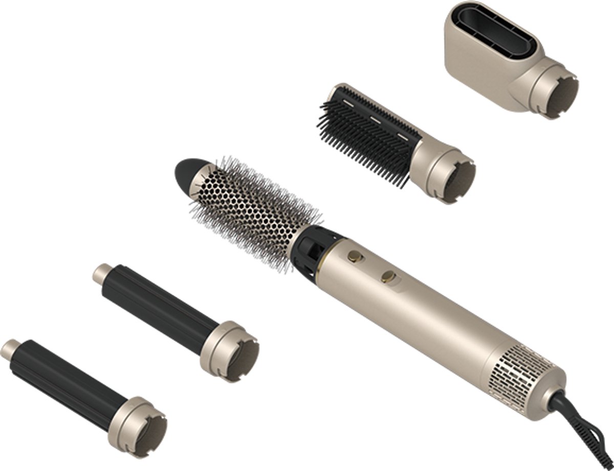 Swiss Haus® HS2105 Airstyler - 5 in 1 Föhnborstel - Krultang, Stijltang, Föhn, Thermal Brush & Multistyler - Ionentechnologie - 5 Opzetstukken - Goud