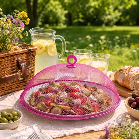 Vliegenkap roze voor voedsel 35 cm - Eten/voedsel beschermen tegen ongedierte - Afdekkappen/vliegenkappen van Picker — afbeelding 4