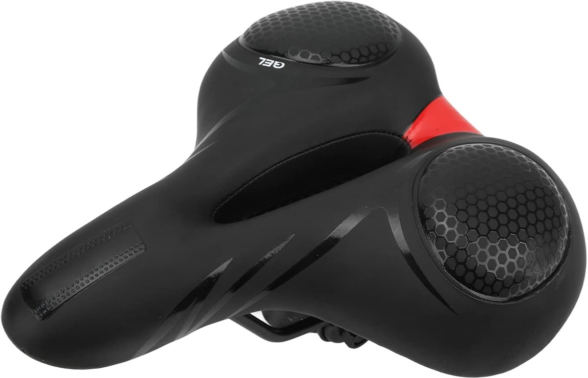 Fietsstoeltje - Fietszadel - Comfortabel Fietsen - Schokdemperbal ontwerp - 850 g - Zwart Rood