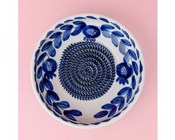 Rasp Bord Groot Nerja - Blauw & Wit - Rasp Schaaltje - Knoflook Rasp - Gember Rasp - Kookliefhebber - Handmade - Keramisch - Raspen - Schaven - Vegan - Vintage Raspbordje - Knoflookrasp - Knoflook Rasp Bordje