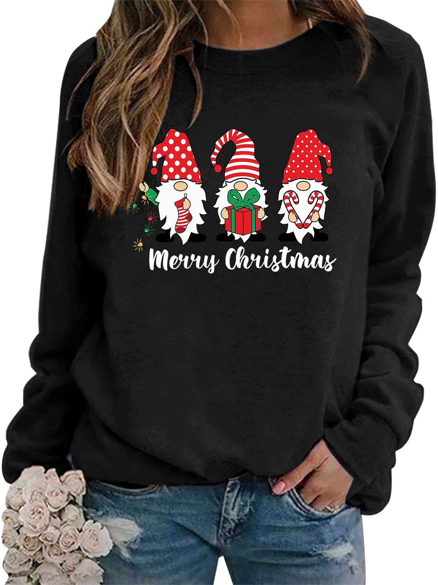 Dailygoods- Kersttrui Dames - Zachte Katoenen Trui - Lange Mouwen - Ronde Hals - Grappig Kerstmotief - Casual Stijl - Merry Christmas Print - Kerstsweater