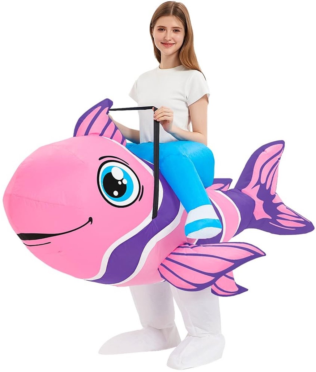 Dailygoods- Opblaasbaar Kostuum Tropische Vis - Opblaasbaar Kostuum Volwassenen - Cosplay Kostuum - Halloween Kostuum - Ventilator op Batterijen - Inclusief Installatiehandleiding