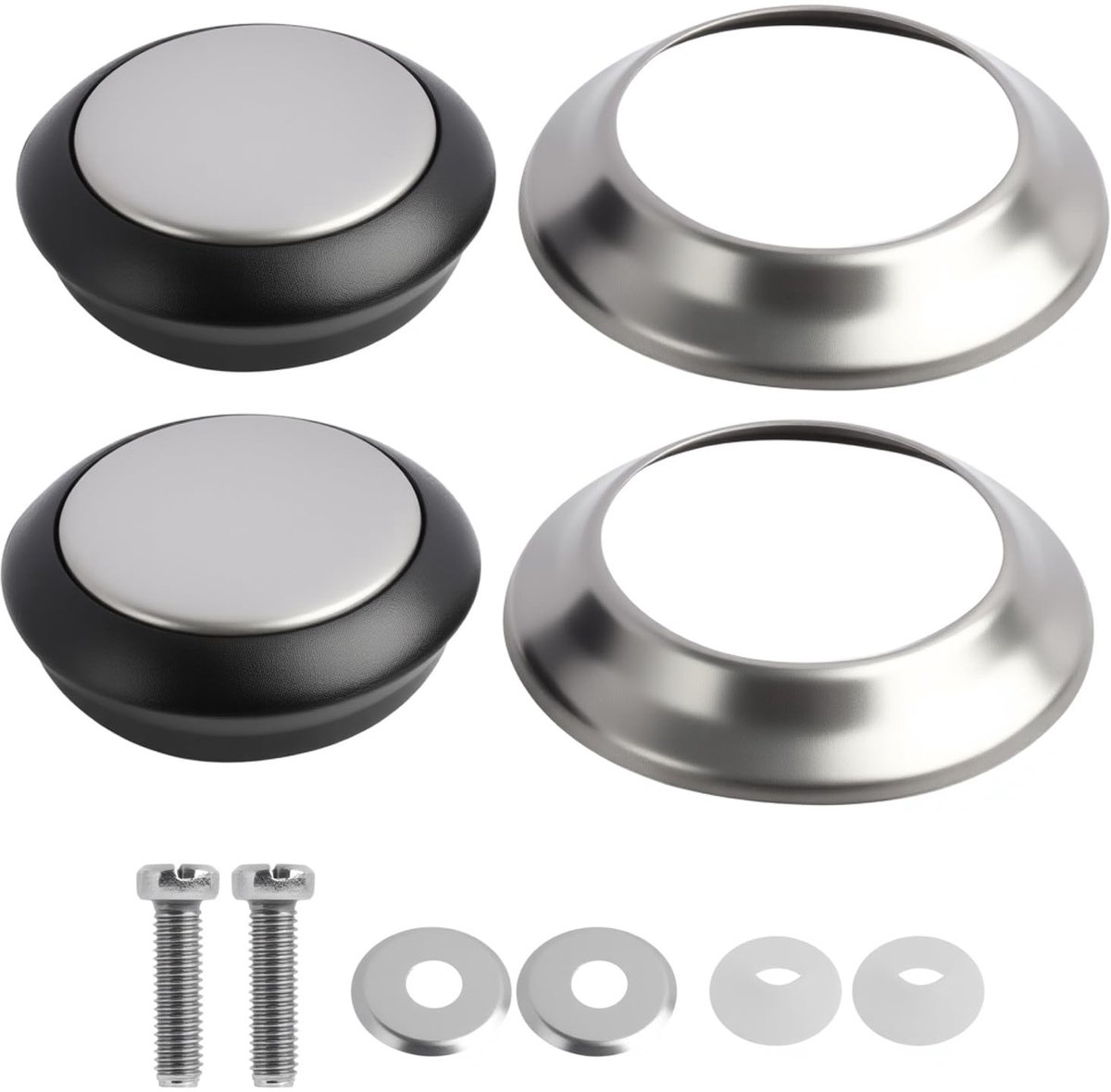Dailygoods- Dekselknoppen Set van 2 - Roestvrij Staal - Hittebestendig - Universele Maat - Geschikt voor Pannen - Inclusief Schroeven en Ringen - Dekselhandvatten