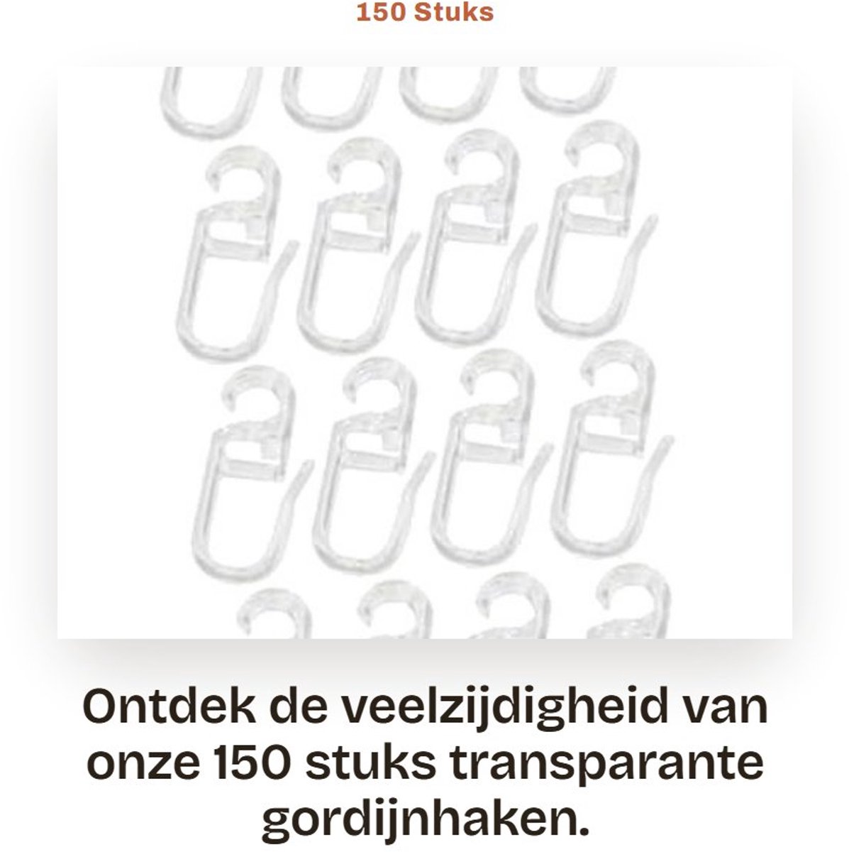 Dailygoods- Gordijnhaken 150 Stuks - Transparante Kunststof Haken - Gordijnaccessoires - Duurzaam - Eenvoudige Installatie - Hoog Draagvermogen - Gordijnhaak