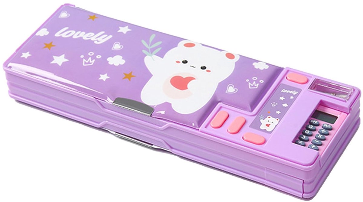 Dailygoods- Etui multifunctioneel - Pennenhouder - Puntenslijper - Schoolbenodigdheden - Tijdschema - Uniek patroondesign - Pennenbak