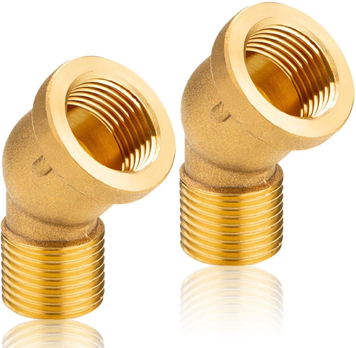 Dailygoods- Schroefdraadfitting 45° - Messing Hoek 1/2" IG/AG - 2 Stuks - Sanitaire Verbindingsstukken - Geschikt voor Diverse Buizen - Gewicht 150 Gram - Pijphoek