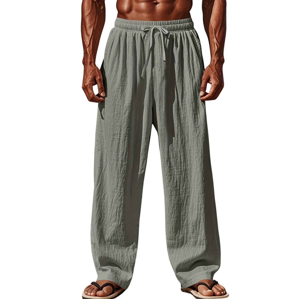Currero Linnen Broek Heren - Zomerbroek - Volwassenen - Lange Broek - Pantalon - Strandbroek - Zomer - Ibiza Stijl - Ruimtegrijs L
