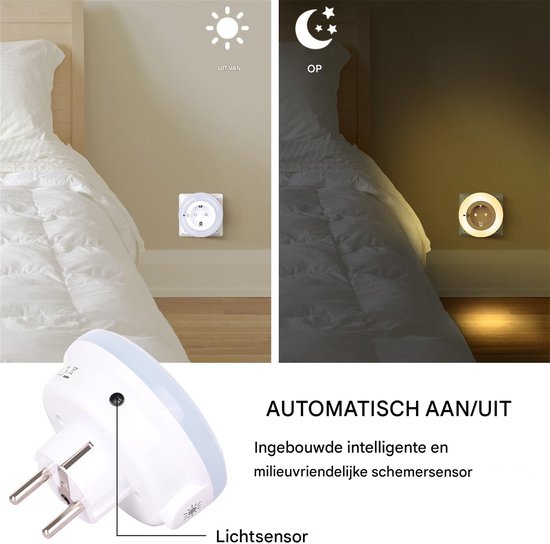 carmdering - Nachtlampje voor Stopcontact - 1x LED nachtlampjes tussenstekker - Nachtlampjes LED stopcontact - Nachtlicht met schemeringssensor van Carmdering — afbeelding 3