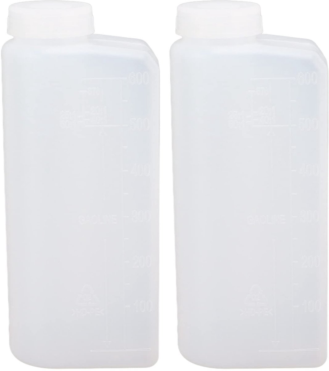 Dailygoods- Olie Mengfles 600ML - Benzine Fles - Professionele Container - Tuingereedschap - Geschikt voor Kettingzaag - Nylon Kunststof - Brandstoffles