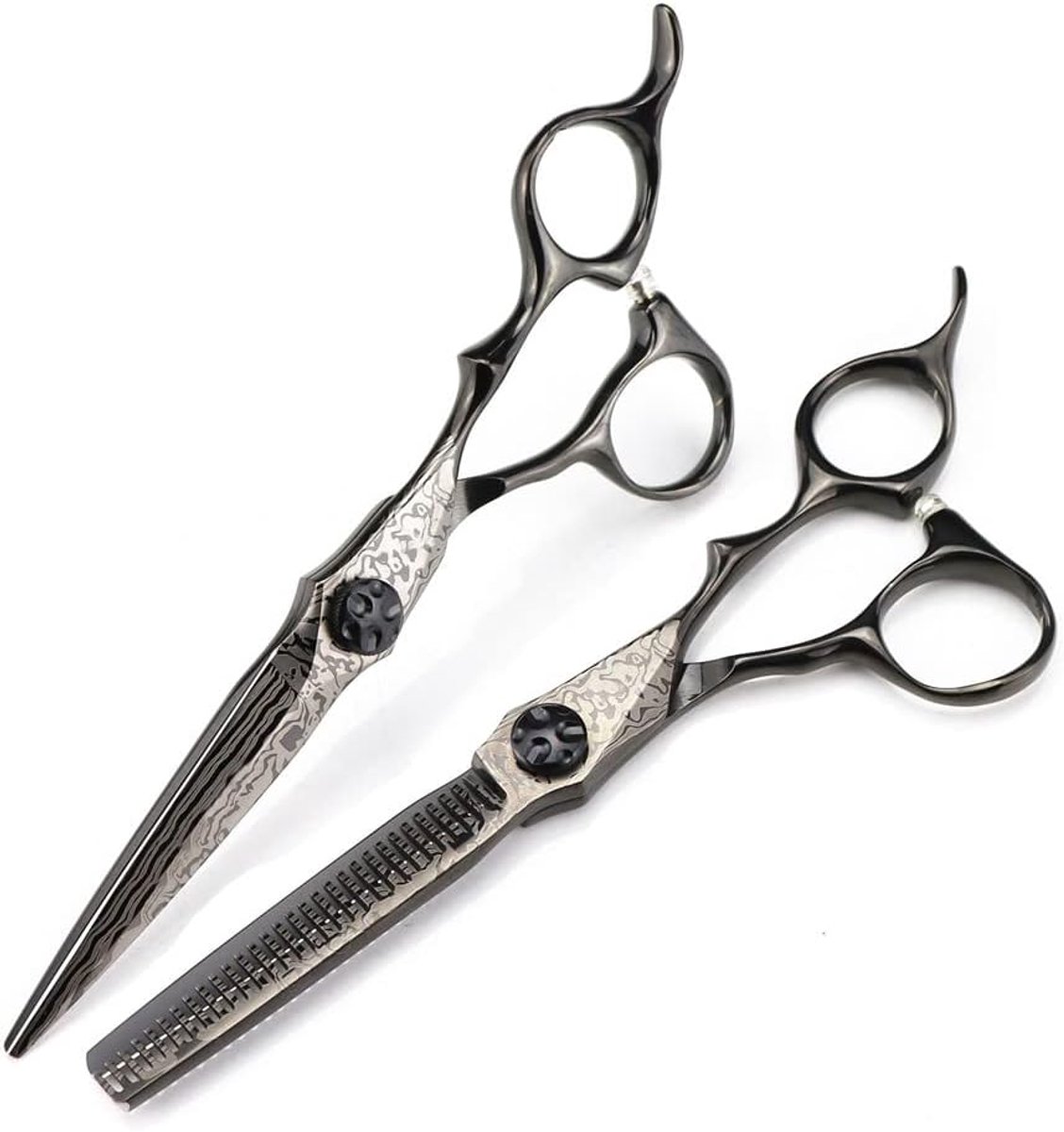 Haarknipper Set - Kappersscharen Uitdunschaar - Professioneel Knippen - Ergonomisch Ontwerp - 6 Inch - Zwart