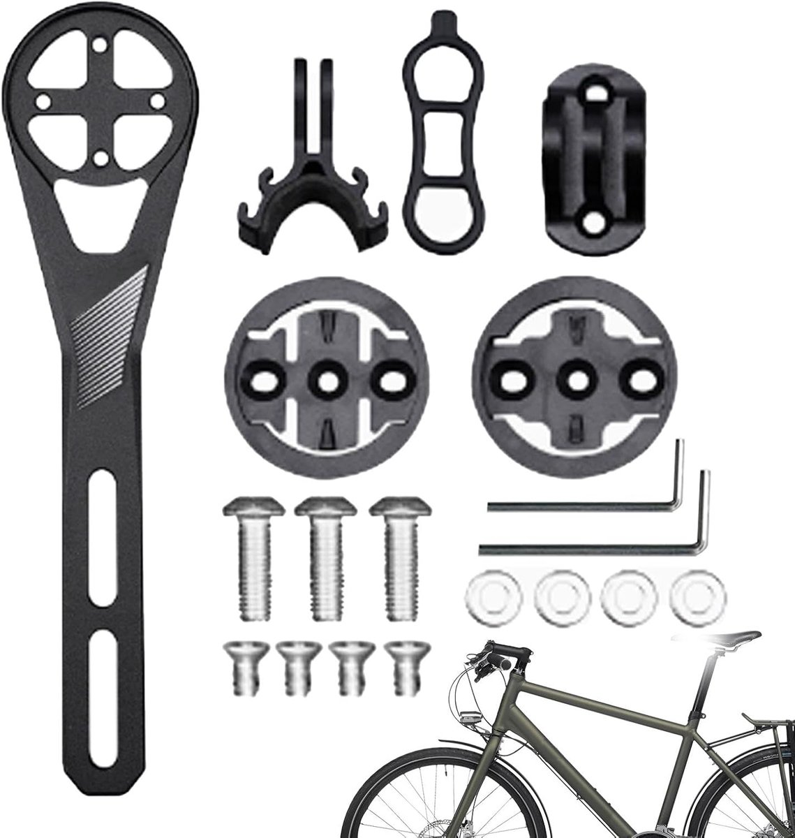 Fietscomputer Houder - Stuurbevestiging - Veilig Fietsen - Lichtgewicht Aluminium - 14.5 cm Lengte - Zwart