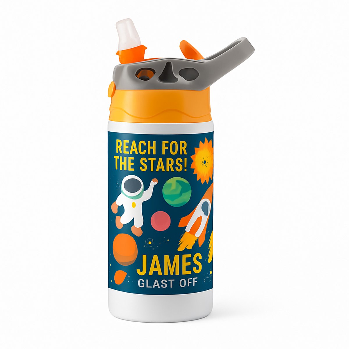 Grunge Zwart-Wit 'il_1140xN.4680380511_m9e1' Drinkfles – Unieke Waterfles voor Kunst- en Designfans - Waterfles voor kinderen (wit/oranje)