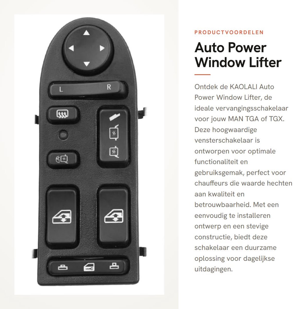 Dailygoods - Auto Power Window Lifter - Vervangingsschakelaar - Venster Schakelaar - 81258067045 - Betrouwbare Kwaliteit