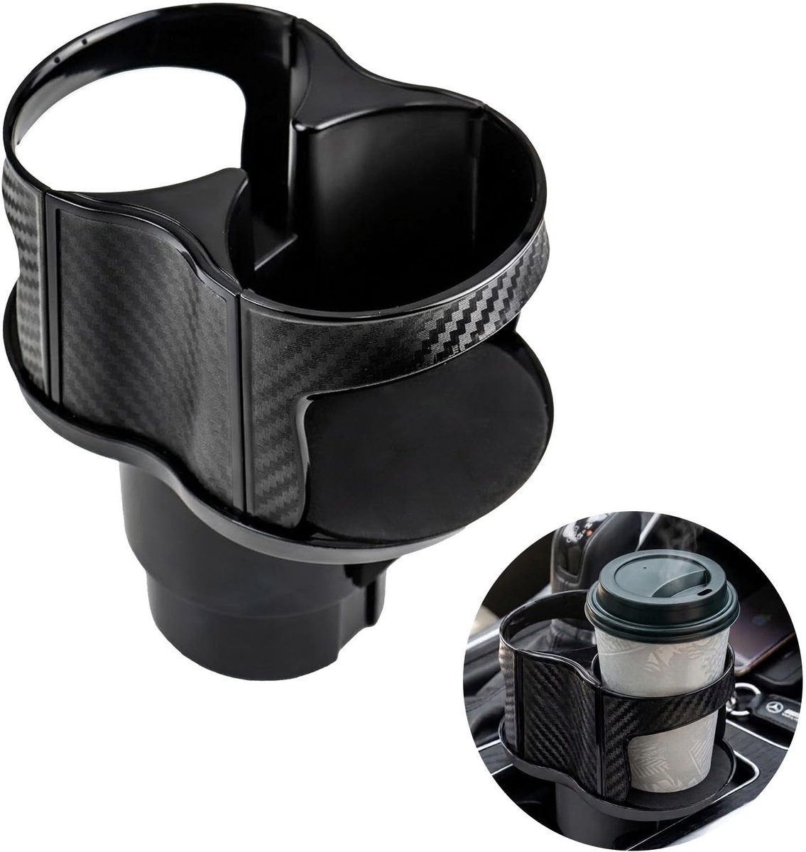 Dailygoods- Drankenhouder Universeel - Bekerhouder Auto - 2-in-1 Oplossing - Verstelbare Houder - Voor Flessen/Blikjes - Flexibel Ontwerp