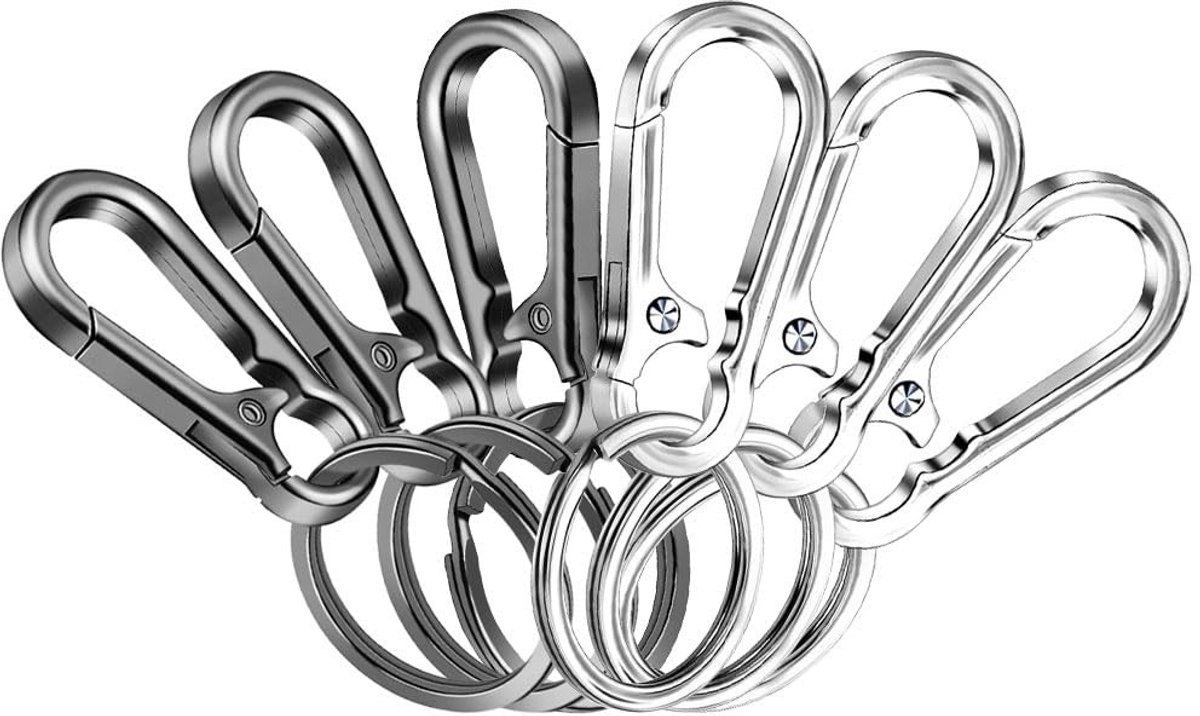 Dailygoods- Karabijnhaken 6 stuks - Sleutelhangers - Kleine metalen karabijnhaken - Afneembare karabijnhaken - Sleutelring - Zinklegering, 7 cm lengte - Sleutelhanger