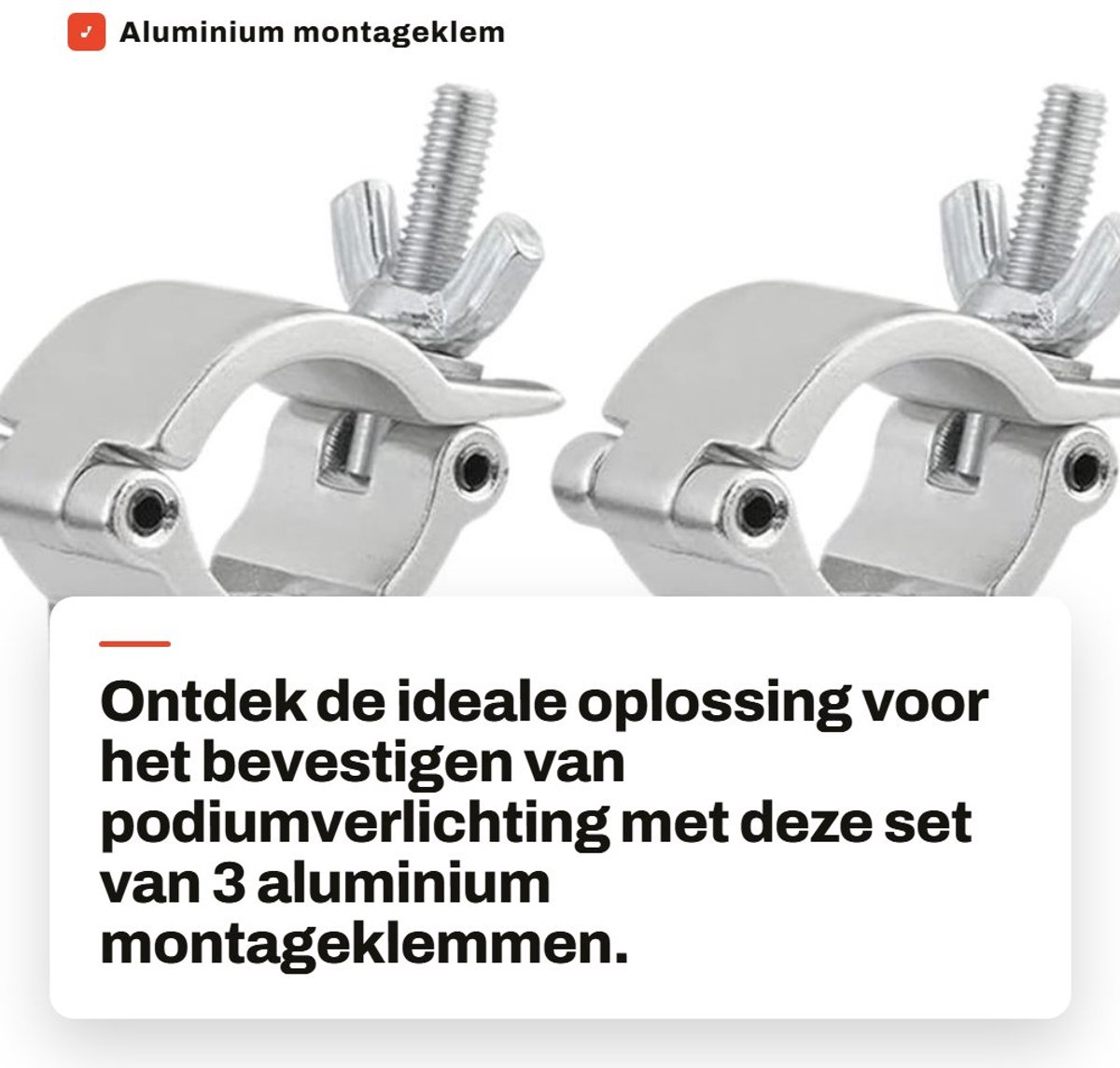 Dailygoods- Montageklem 3 Stuks - Aluminium - Geschikt voor 18-21 mm Buis/Pijp - Capaciteit 22 lb - Voor Podiumverlichting - Onmisbaar Verlichtingsaccessoire - Lichtklem