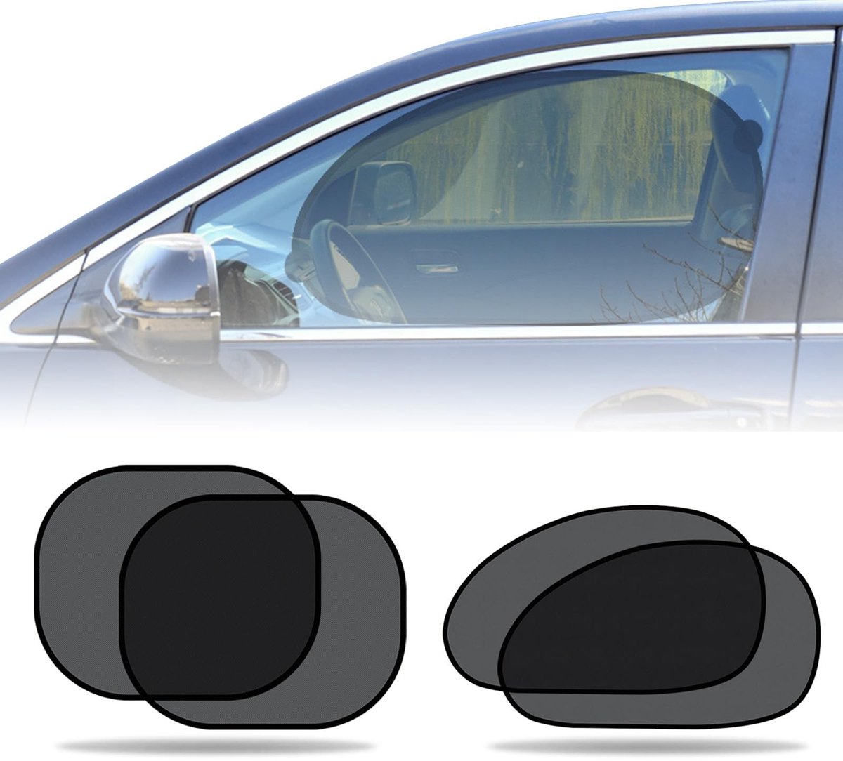 Dailygoods - Set van 4 Zonneschermen voor de Auto - UV-Bescherming voor Kinderen en Huisdieren