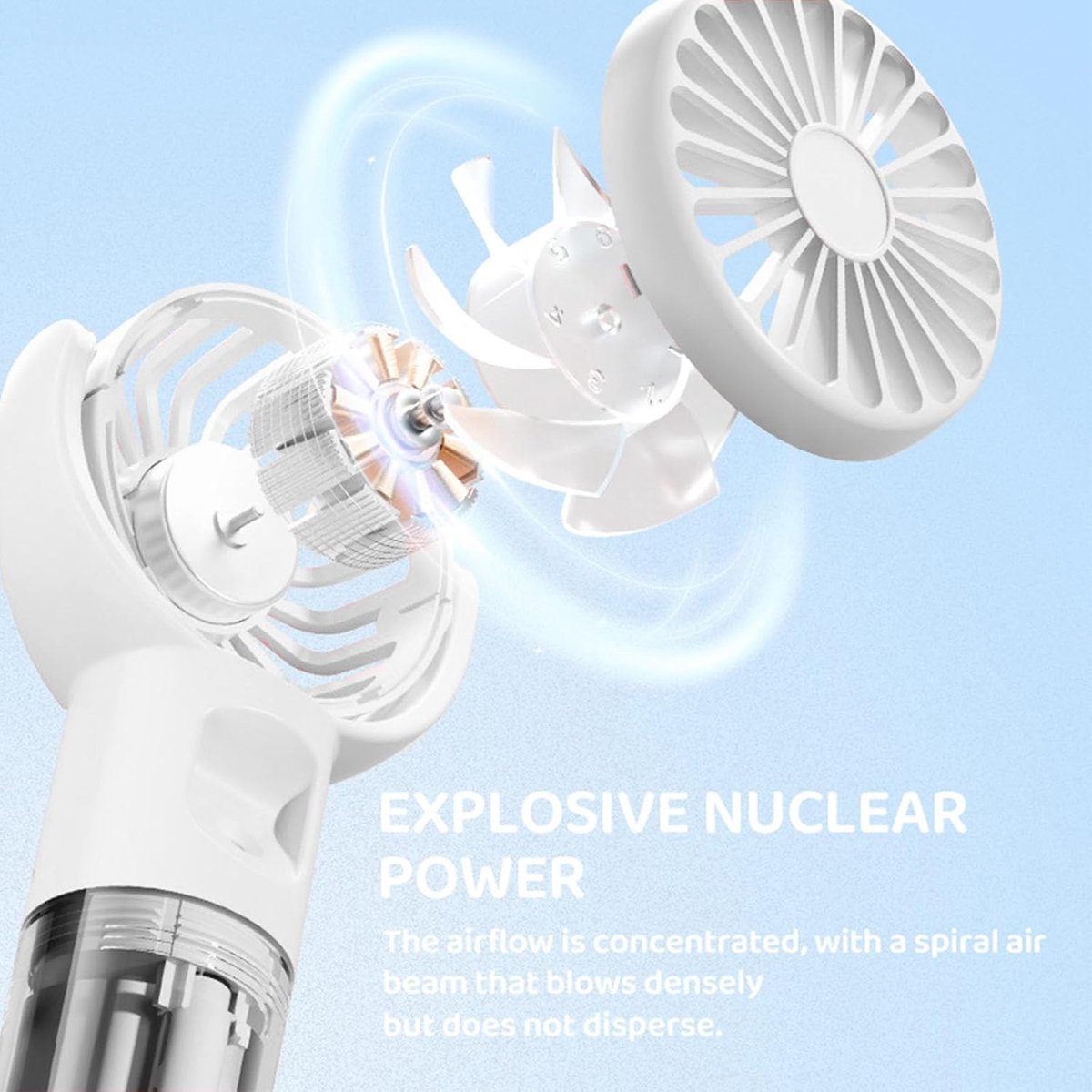 Handventilator - Ventilator Met Waternevel - 4 Standen - USB Oplaadbare Handventilator met Vernevelfunctie - Stille - voor Wandelen, Vakantie en Tuinactiviteiten - wit thumbnail 2