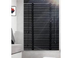 Houten Jaloezie - Raambekleding - Lichtregeling - Personaliseerbaar - 100x140cm - Zwart