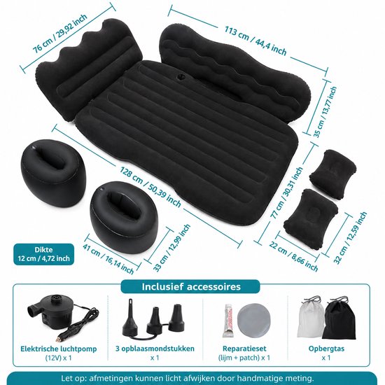 HomeGoodies - Auto luchtbed - Opblaasbaar autobed - Achterbankmatras - Autoreisbed - Universeel - Inclusief hoofdsteun, hoofdbeschermer, vergroot zijblok & opbergtas van Homegoodies — afbeelding 5