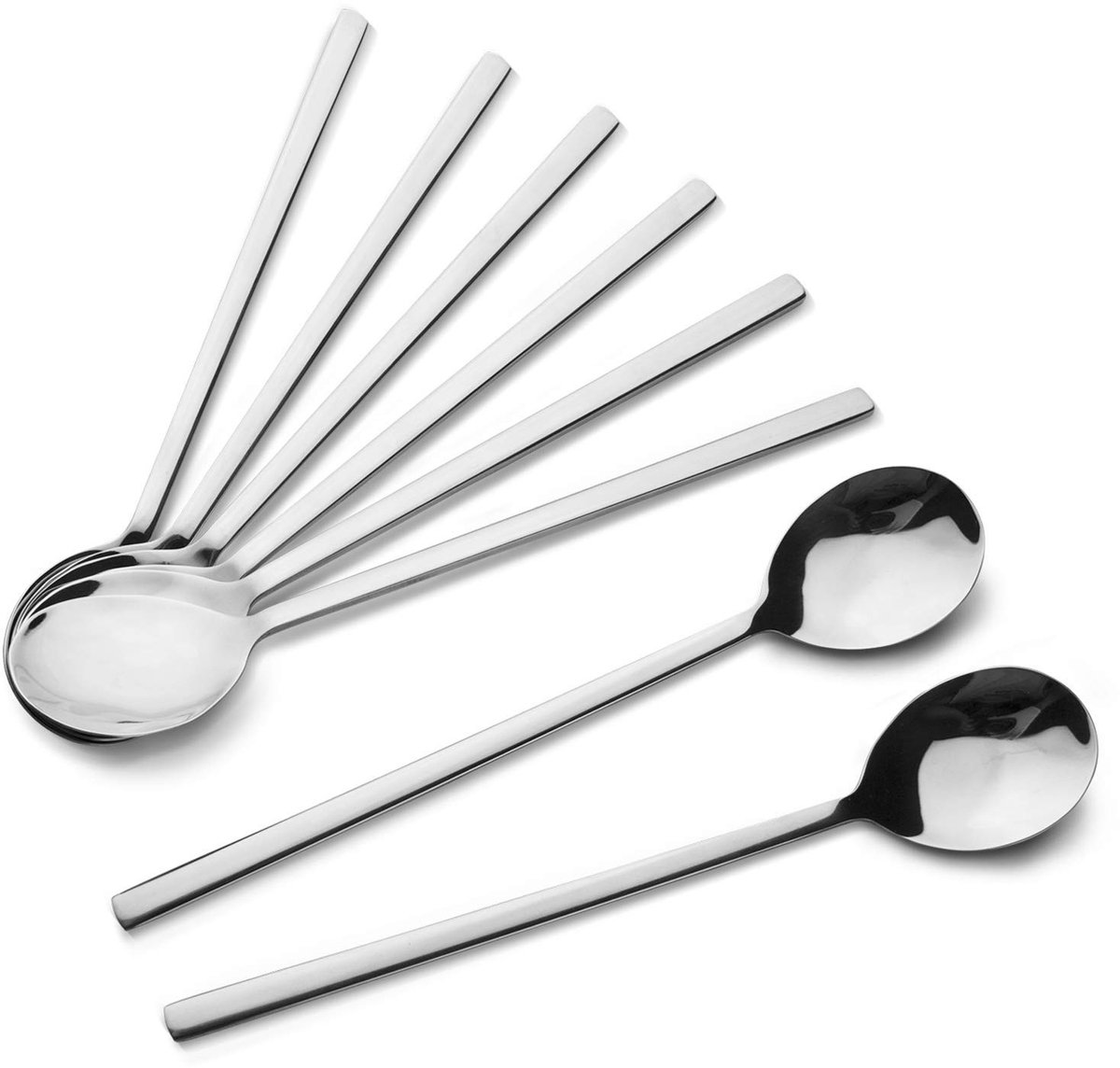 Dailygoods- Soeplepel Roestvrij Staal - 8 Stuks - Koreaanse Lepels - Professioneel Gebruik - Huishoudelijk - 21,6 cm - Eetlepel