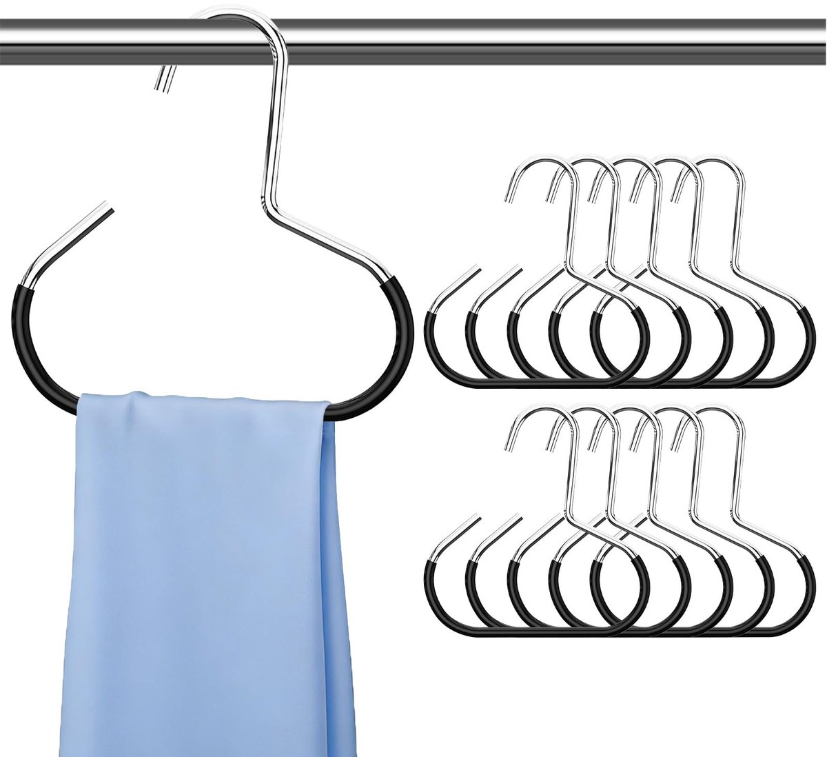 Dailygoods- Kleerhangers Antislip - 10 Stuks - Multifunctionele Houder - Kastorganizer - Sjaalorganizer - Hoogwaardig Metaal - Corrosiebestendig - Opberghanger