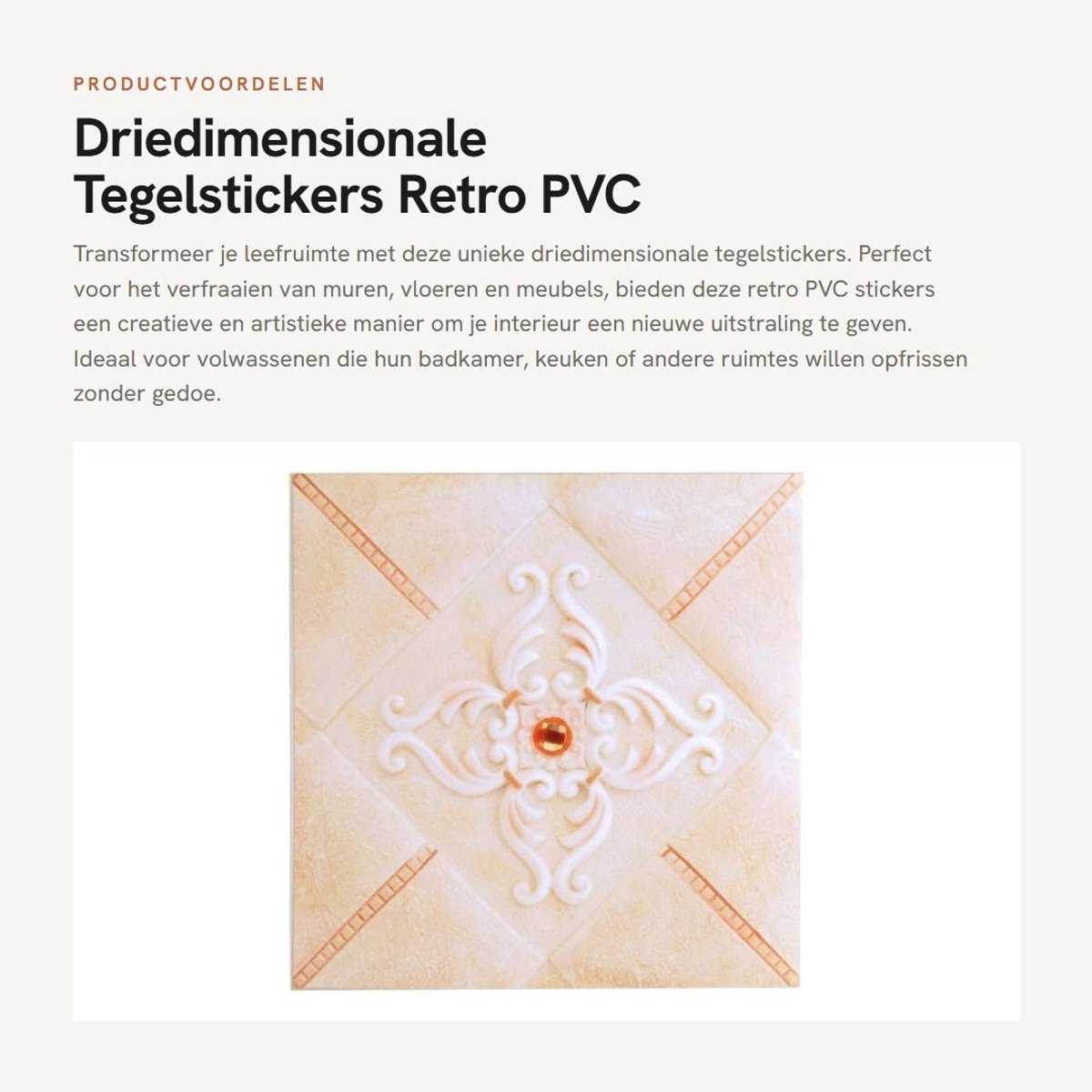 Dailygoods- Vloerstickers 10 stuks - Driedimensionale Tegels - Zelfklevende PVC - Vintage Patroon - 12 cm x 12 cm - Geschikt voor Muur en Vloer