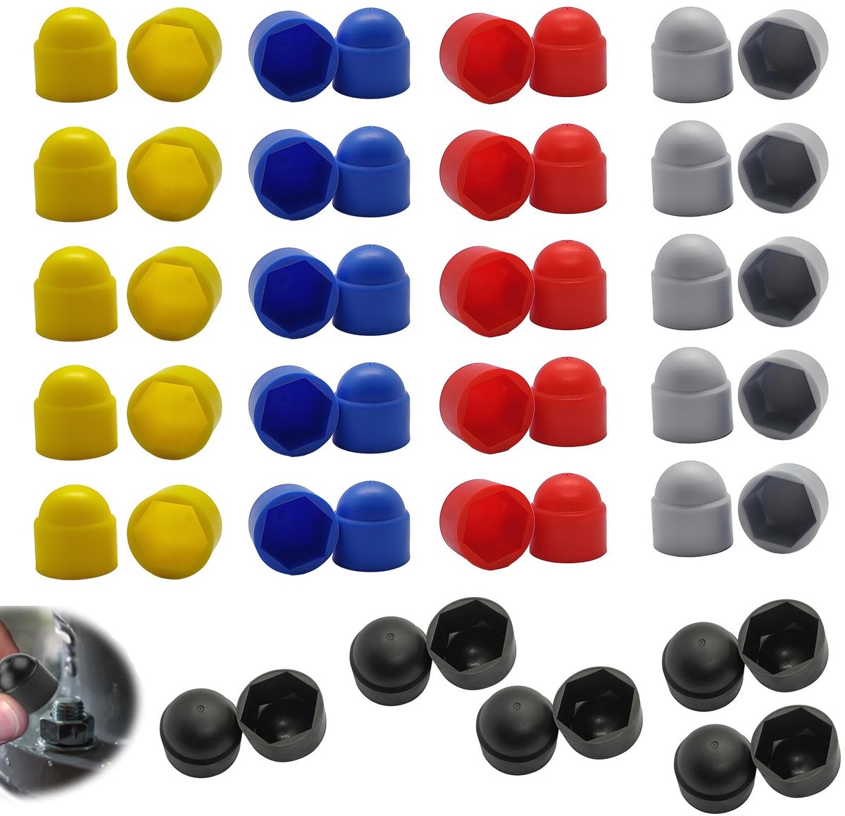 Solidchoice- Afdekkapjes 50 Stuks - Zwart Kunststof - Bescherming Tegen Roest - Schroefafdekking - Duurzame Afdekkappen - Betrouwbare Bescherming - Schroefdoppen