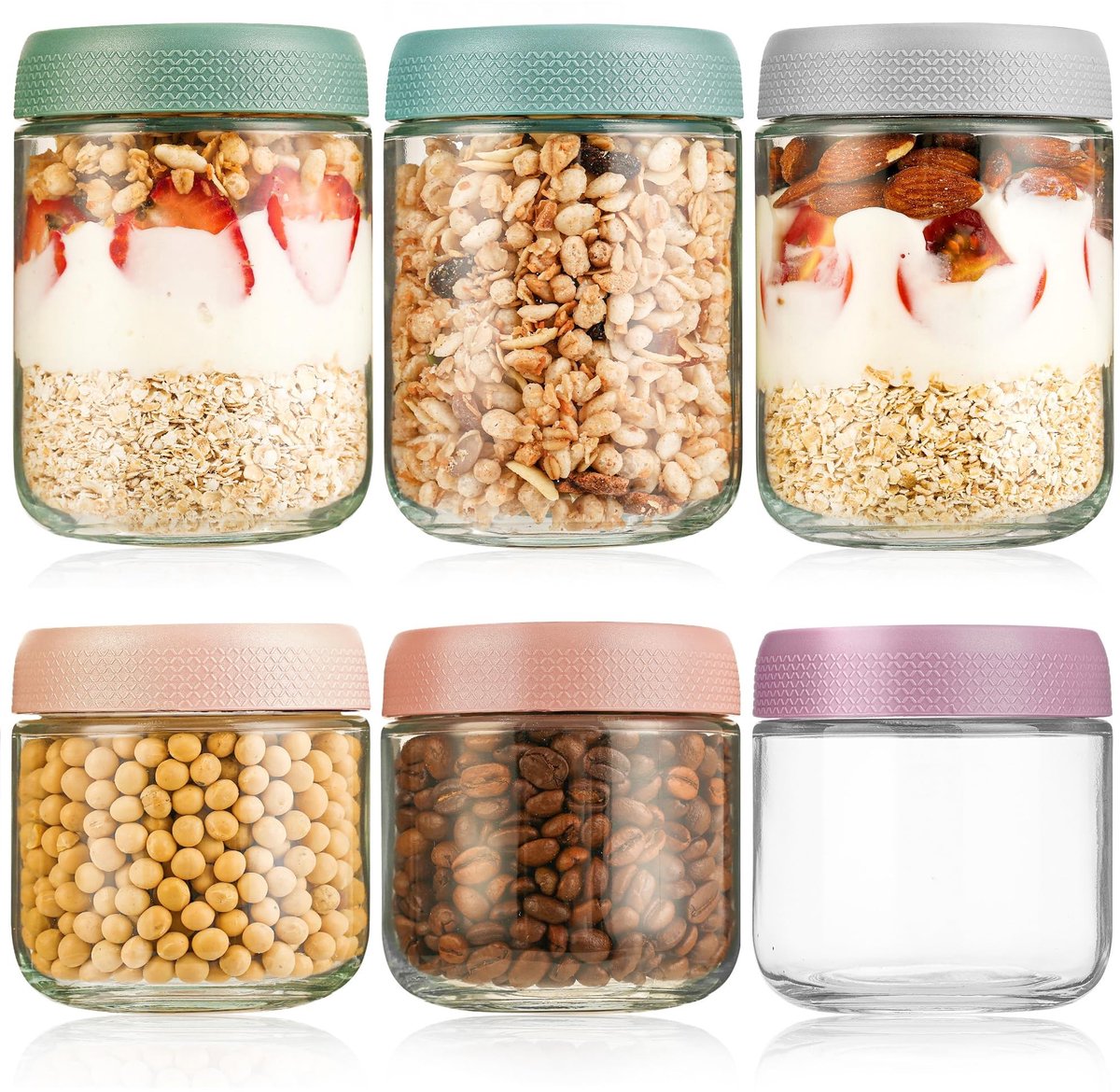 Dailygoods- Weckpotten met Schroefdeksel - 6-Pack Inmaakpotten - Glazen Potjes met Deksel - Voor Haver, Salade, Yoghurt - Geschikt voor Jam en Chutney - Mason Jar