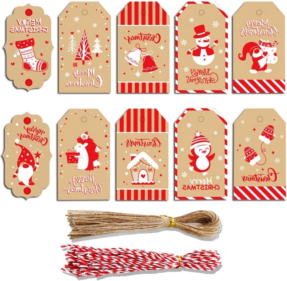 Set van 100 Kerstcadeau Labels van Kraftpapier, Perfect voor Cadeaus, Versiering en Kerstfeest