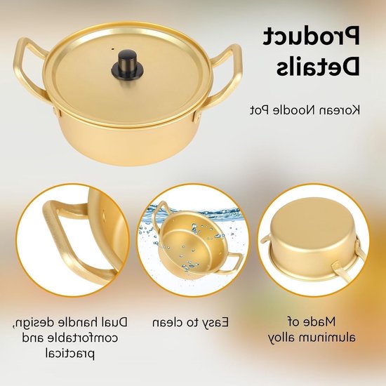 Traditionele Koreaanse Ramen Noodle Pot van Aluminium met Handvat voor Soep en Pasta - 16CM Hot Pot voor Heerlijke Maaltijden — afbeelding 3