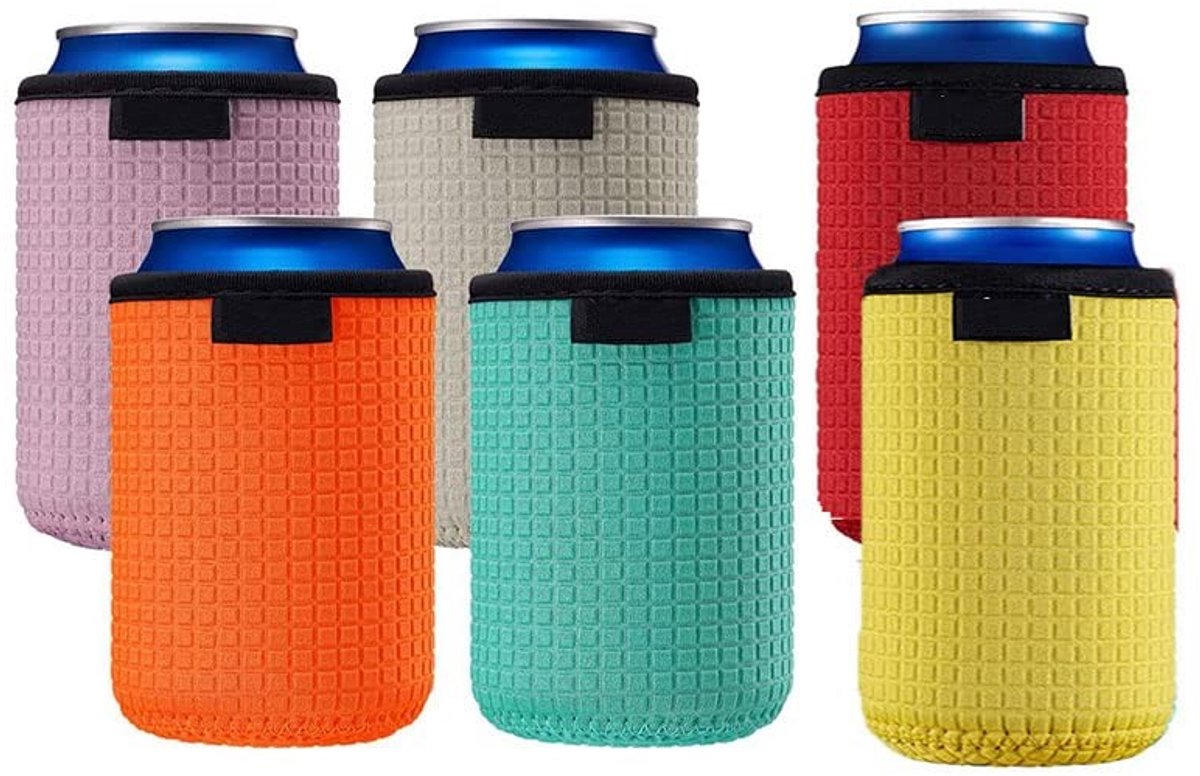 Dailygoods- Can Cooler 6 Stuks - Neopreen Isolatoren - Blik Mouwen - Condensatie Bescherming - Duurzaam - 10x7cm - Drankkoeler