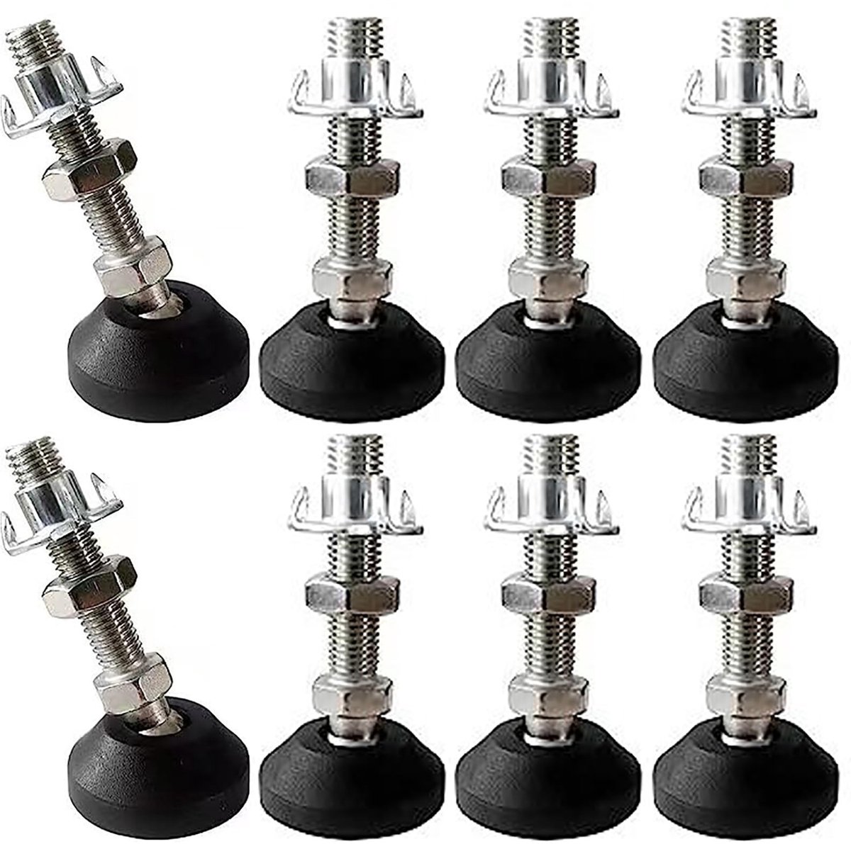 Dailygoods- Stelvoet Verstelbaar - 8 Stuks - Hoogwaardig Roestvrij Staal - Maximale Belastbaarheid 300 kg - Geschikt voor Oneffen Vloeren - Draaibare Schroef - Meubelpoten