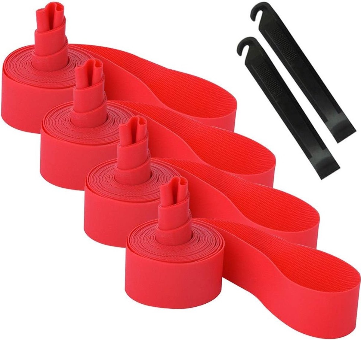 Premium PVC Fietsvelgbanden 27.5" voor Mountainbikes, Lekbescherming met 2 Bandenheffers (Rood) - Duurzaam en Betrouwbaar