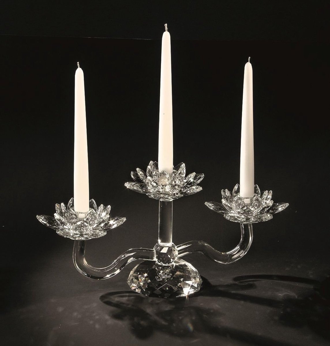 Kroonluchter Kristal - Kandelaar Vlammen - Decoratie Huis - Drie Armen - 41x21 cm - Transp