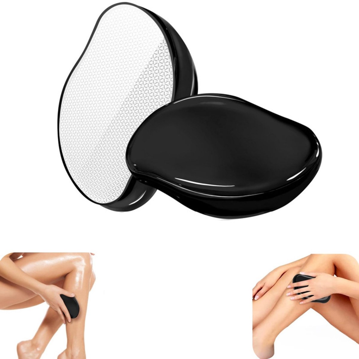 Epileerapparaat - handmatig epileerapparaat - armhaarverwijderaar - beenhaarverwijderaar - exfoliatie - herbruikbaar - waterbestendig - draagbaar - huishoudaccessoire - geschikt voor armen, benen, rug (zwart, 10,7*6,5 cm)