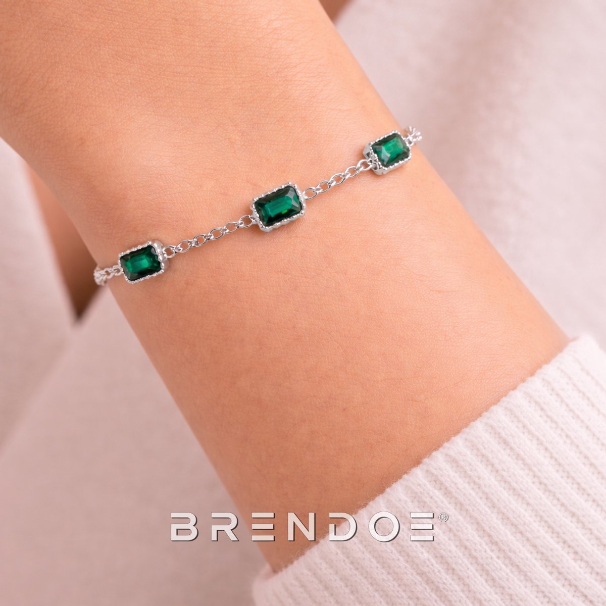 Brendoe - Armband - Zilverkleurig - Stenen - Groen